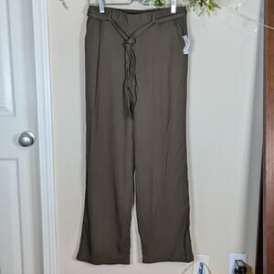 Old Navy Olive Green Wide Leg Soft Tie Pants
